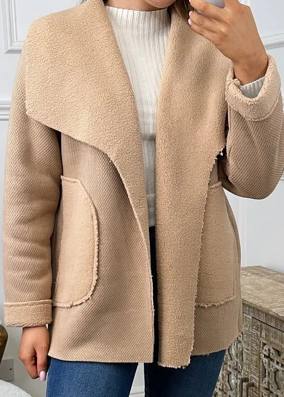 Daily Special Clarita Beige Raw Edge Duster Coat