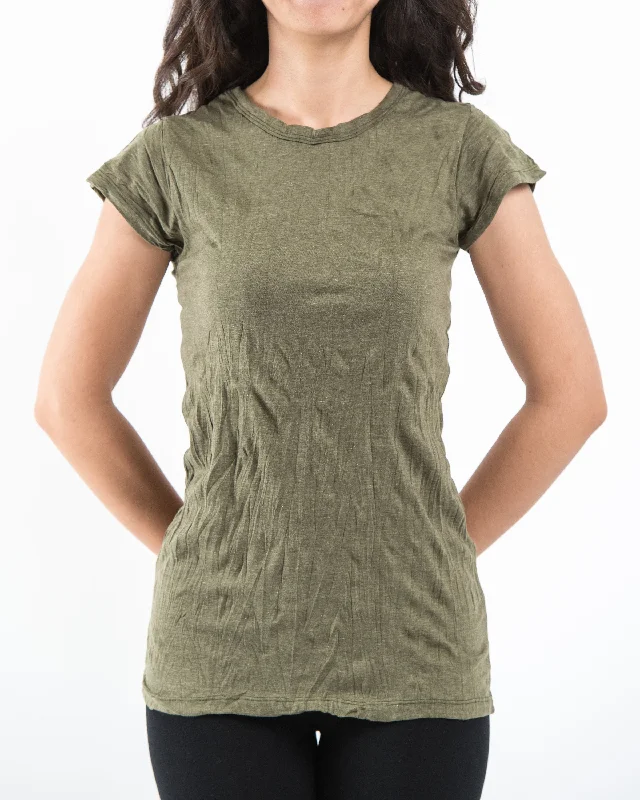 Weekend Savings Bonanza Womens Solid Color T-Shirt in Green