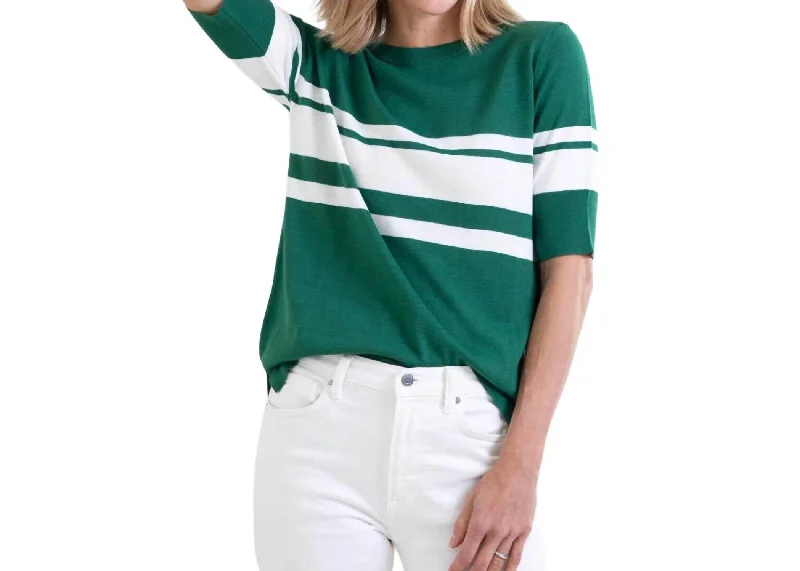 Midnight Madness Court Short Sleeve Sweater In Emerald