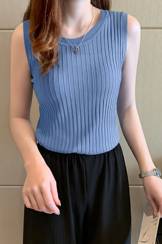 Don't Miss Out ARO LORA Solid Color Knitted Tank Top