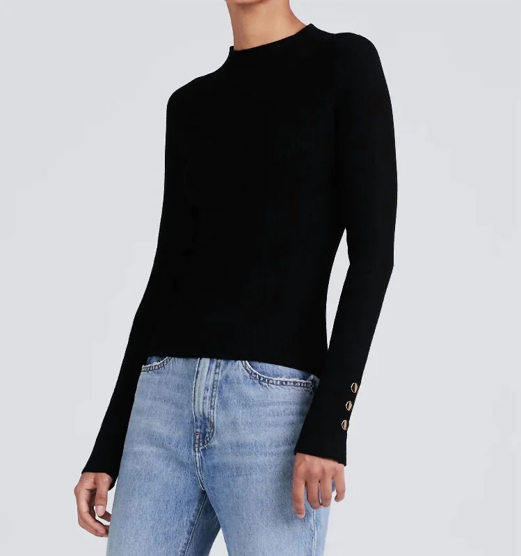 Weekend Deals That Please Kassandra Ribbed Mock Neck Sweater In Black