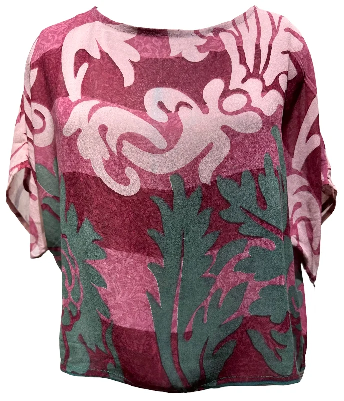 Final Clearance Olive Nuhfer Sheer Avatar Pure Silk Boxy Top