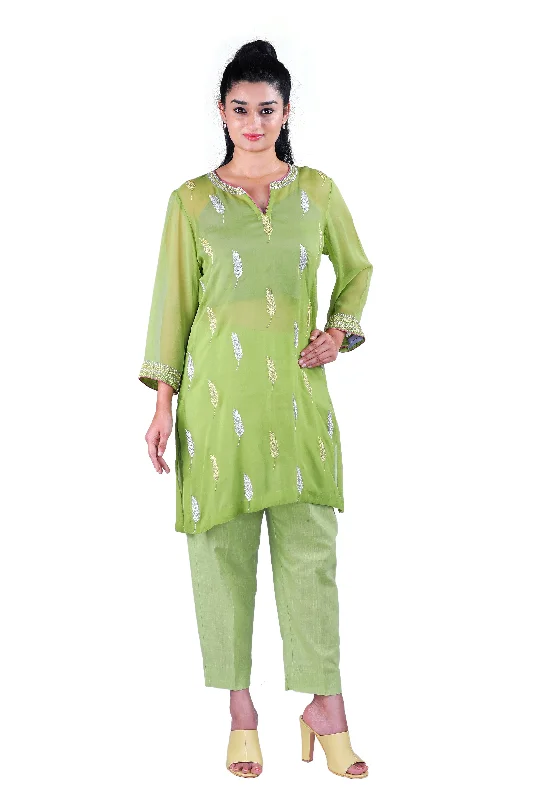 Lemon Green Georgette kurta