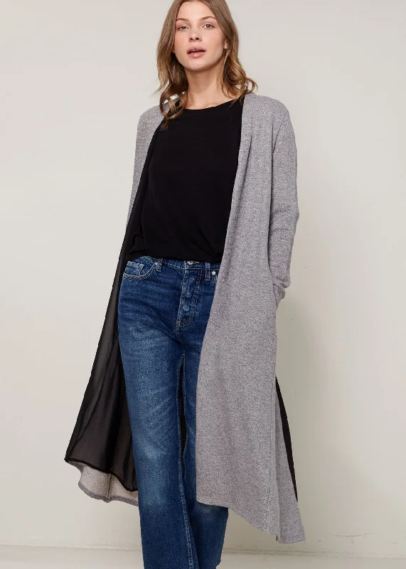 Weekend Savings Sensation Women's Longline Chiffon Contrast Cardigan