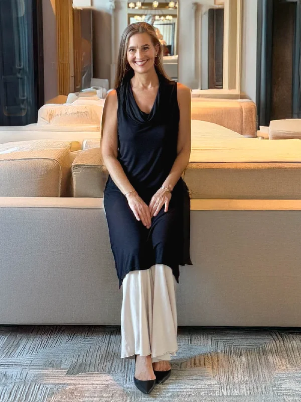 Stock Up Cowl Neck Slit Tunic