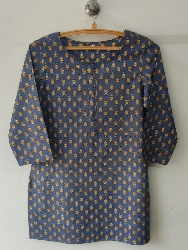 Daily Special Pure Cotton Floral Printed Top - Grey