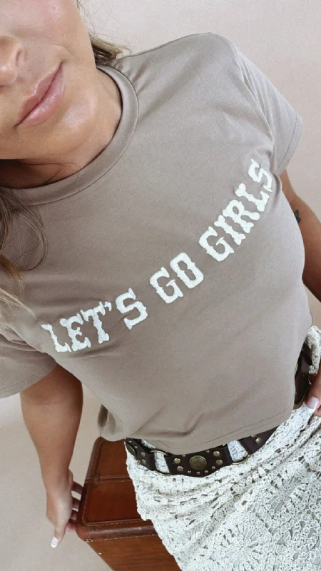 Let's Go Girls Baby Tee, Mocha