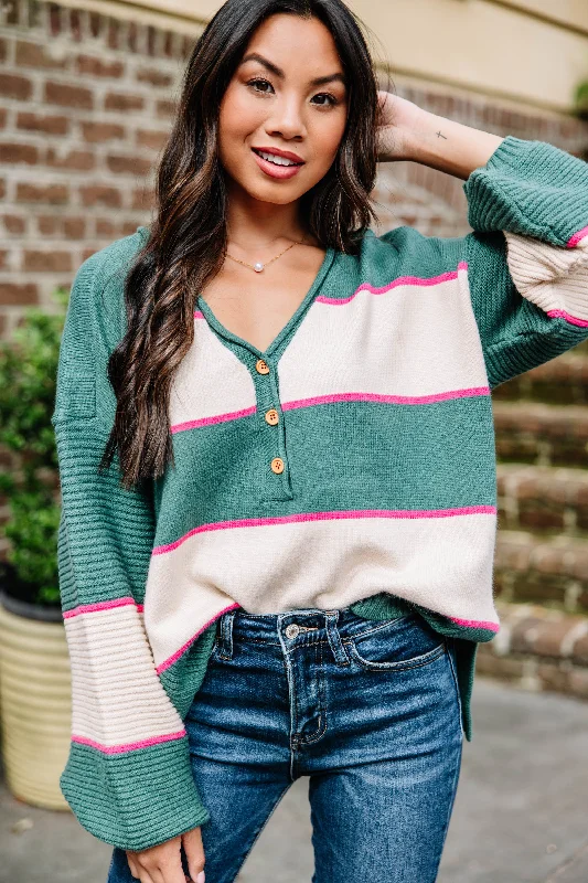 Massive Savings Here For You Green Striped Sweater