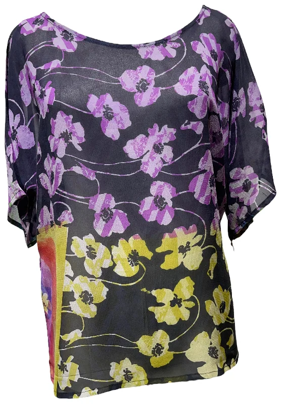 Weekend Savings Extravaganza PRG4667 Sheer Avatar Pure Silk Side Slit Top