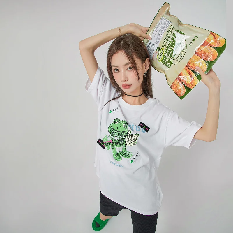 Pay Less Happy Frog Is An Angel Print T-Shirt