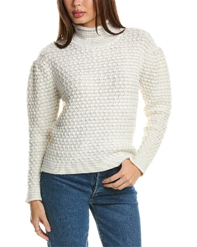 Instant Savings Forte Cashmere Lurex Textured Funnel Wool & Cashmere-Blend Sweater