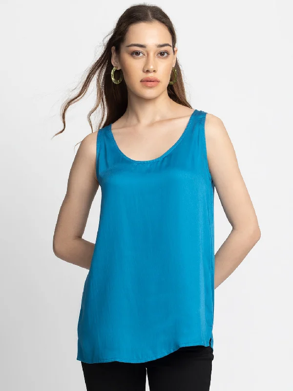 Buy Today Blue Keyhole Tank Top
