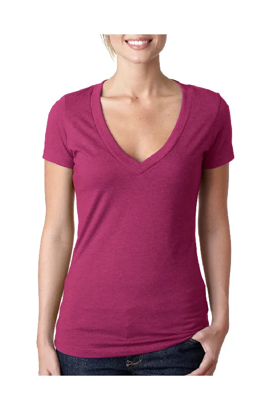 Weekend Offers That Delight Next Level Womens CVC Jersey Short Sleeve V-Neck T-Shirt - Lush Pink - Closeout Weekend Offers That Delight Next Level Womens CVC Jersey Short Sleeve V-Neck T-Shirt - Lush Pink - Closeout