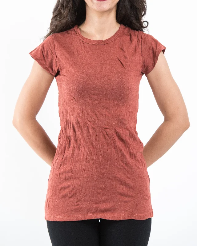 Special Buy Womens Solid Color T-Shirt in Brick