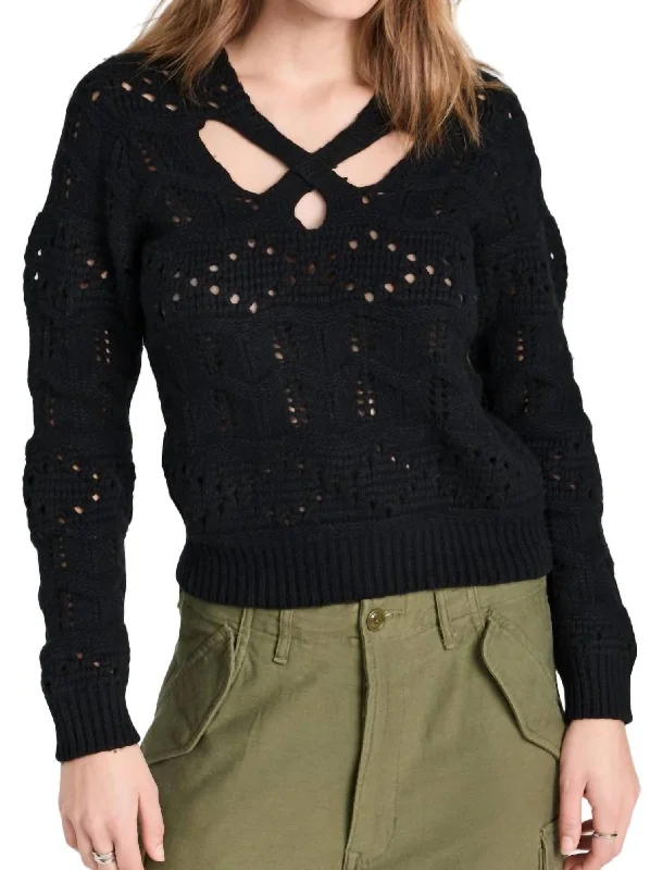 Flash Deal Cole Cable Knit Cut Out Sweater In Black