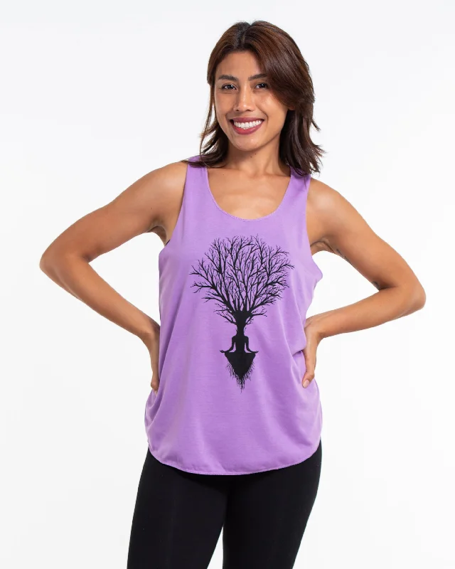 Womens Meditation Tree Tank Top in Violet