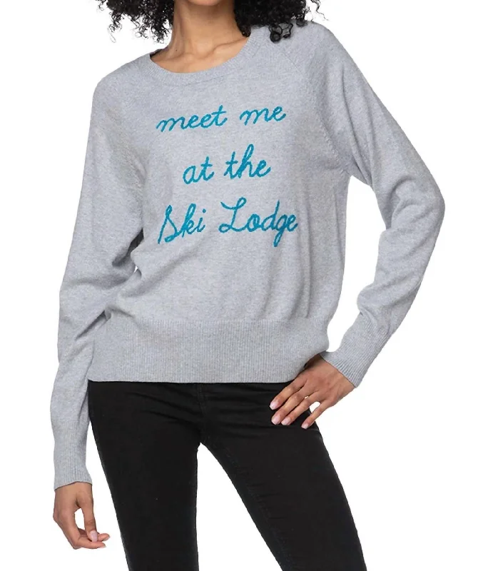 Don't Miss Out Embroidery Sweater In Meet Me At The Ski Lodge