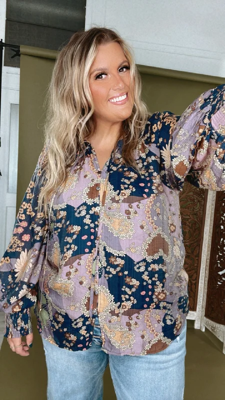 The Best Deal New Groove Floral Printed Top, Purple