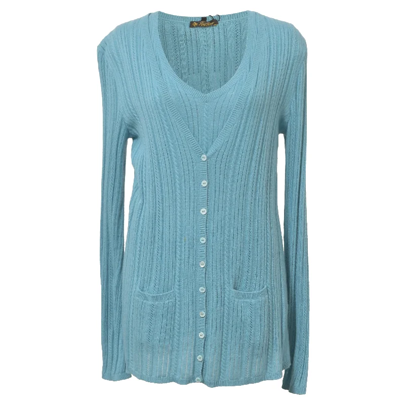 Weekend Specials to Cherish Loro Piana Twin Set Button Down Cardigan in Light Blue Cashmere