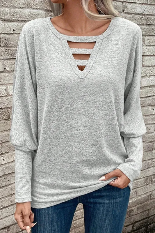Weekend Deals That Wow Cutout Round Neck Long Sleeve T-Shirt