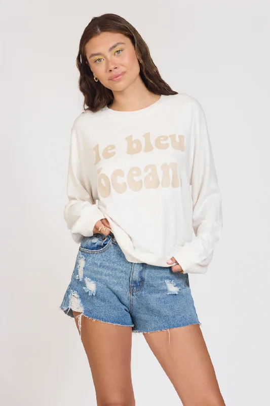 "le bleu ocean" Sandbar Solid Hacci Crewneck