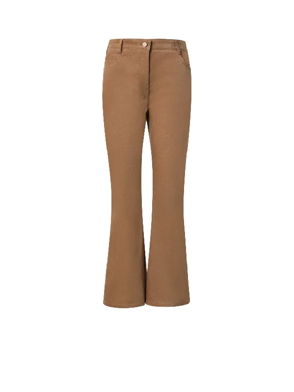 Cropped Velvet Bootcut Pants in Cotton