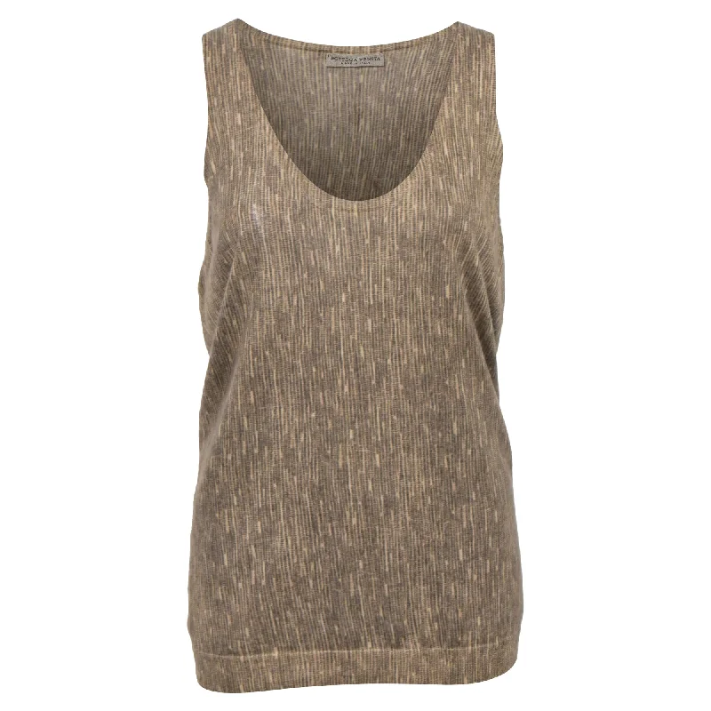 Weekend Bargains to Savor Bottega Veneta Stripe Print Vest in Brown Cashmere