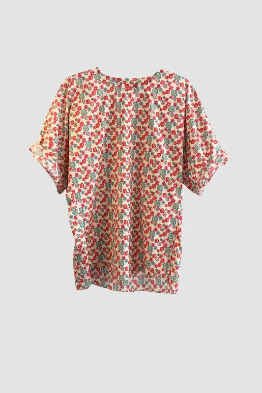 Quick Deals Red Cutout Floral Print Shirt