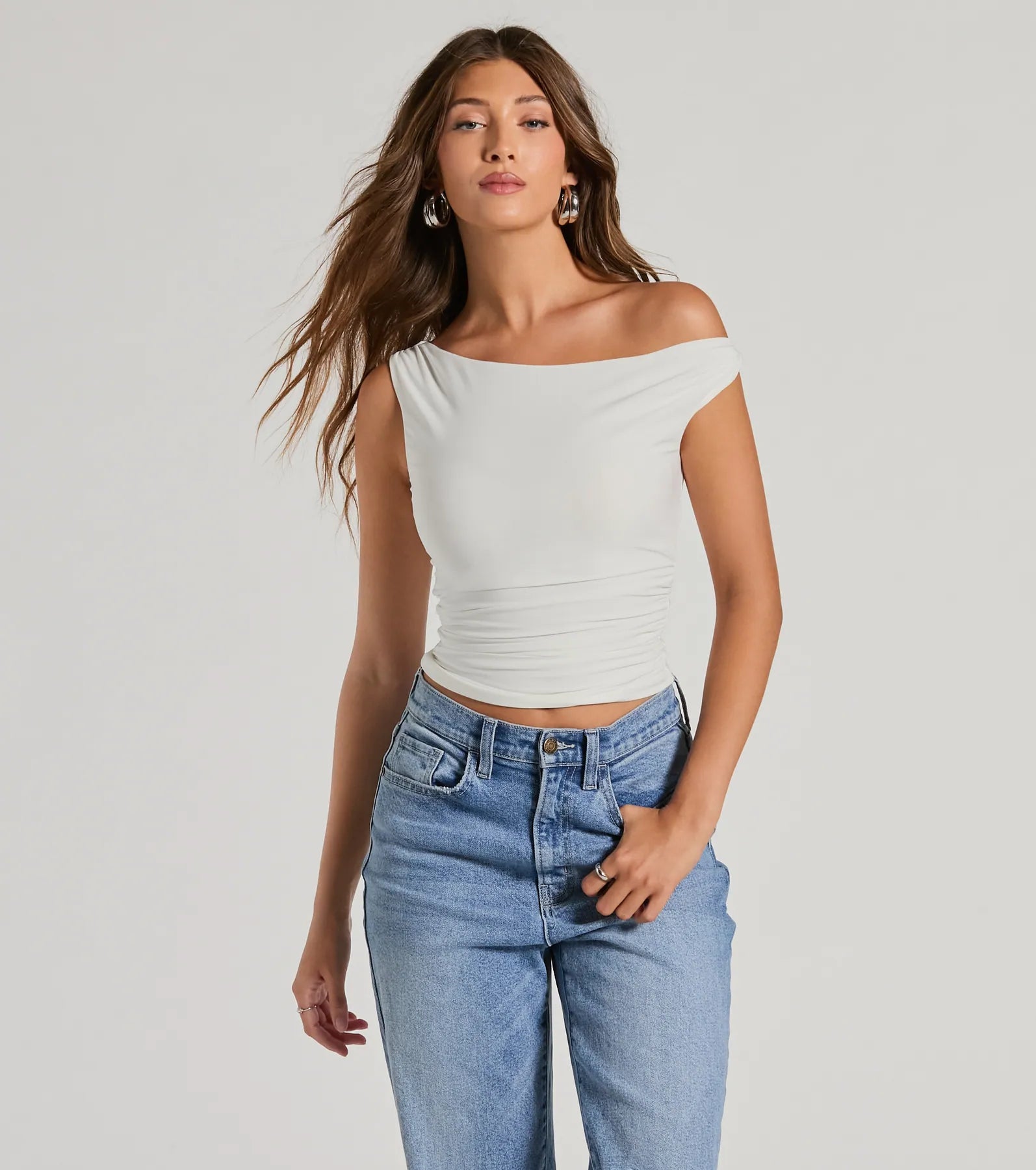 Confident Flirt One-Shoulder Crop Top