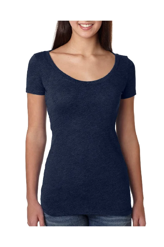 Next Level Womens Jersey Short Sleeve Scoop Neck T-Shirt - Vintage Navy Blue - Closeout