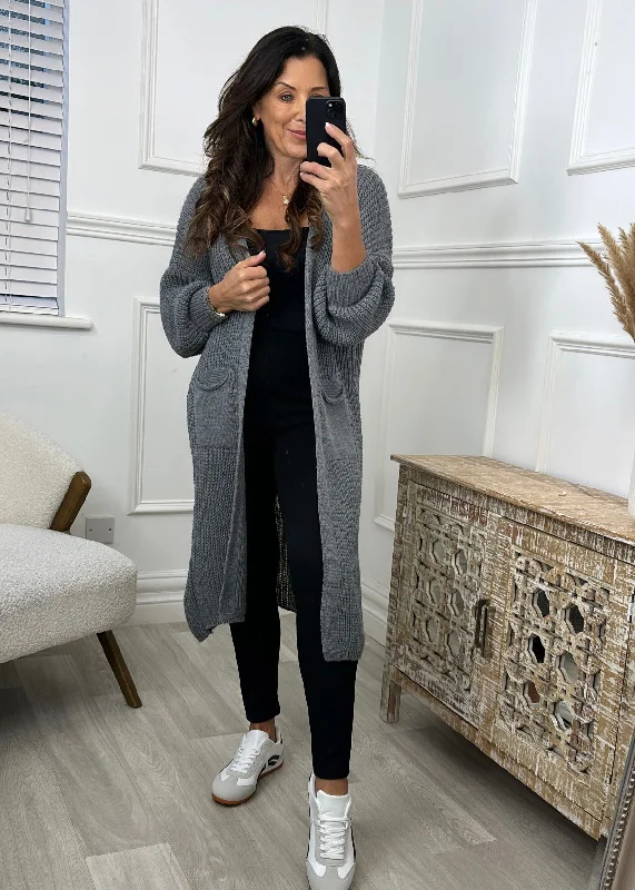 Margaret Dark Grey Longline Cardigan