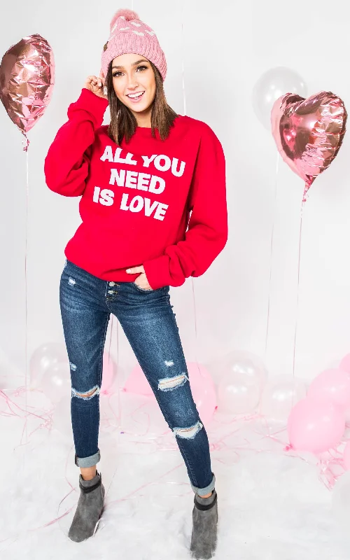 All You Need is Love Crewneck-Red** - Final Sale