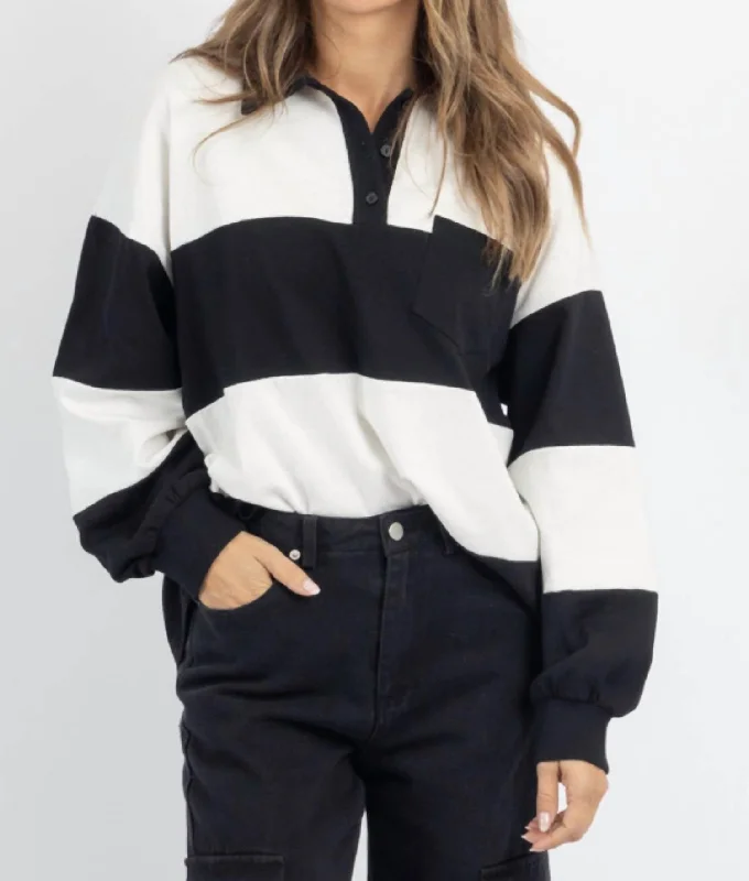 Extra Discount Elianna Polo Sweater In Black/white