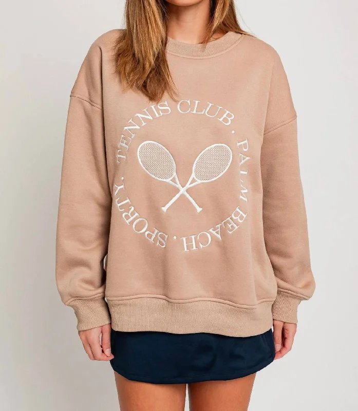 Weekend Discounts to Celebrate Palm Beach Tennis Club Sweatshirt In Tan