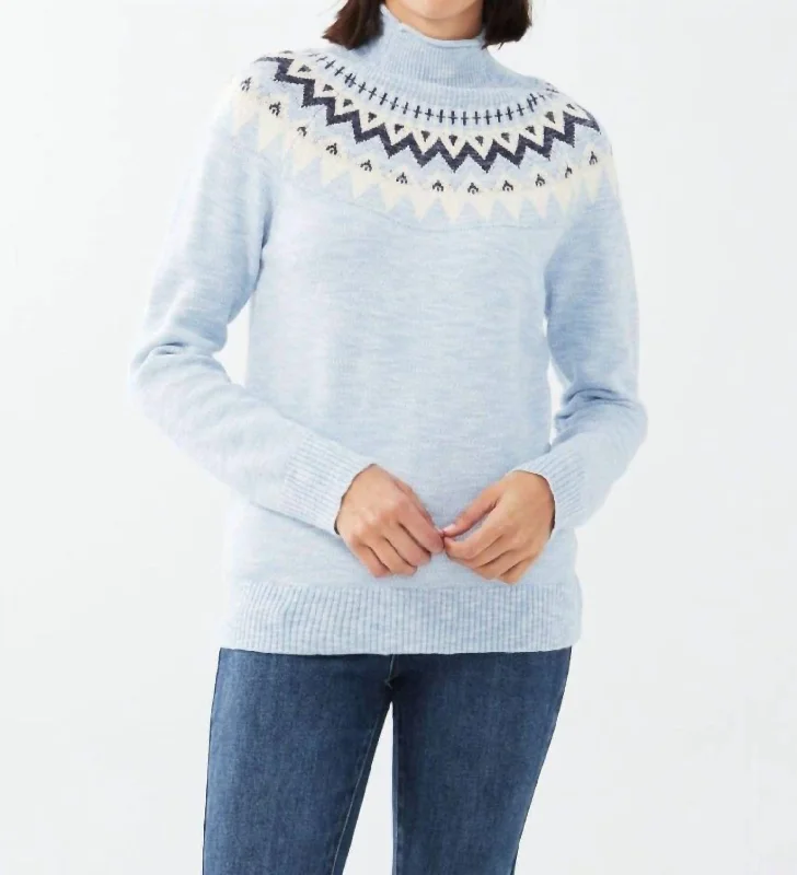 Weekend Savings Sensation Marled Fare Isle Sweater In Indigo