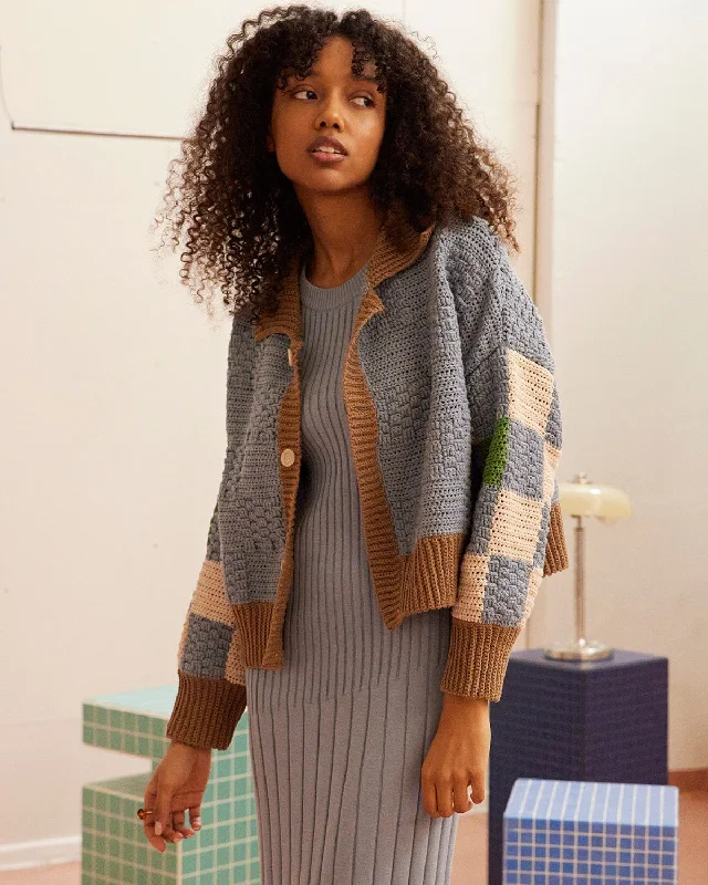 Weekend Savings Extravaganza Prietema: Fantasy Blue Crochet Cotton Jacket