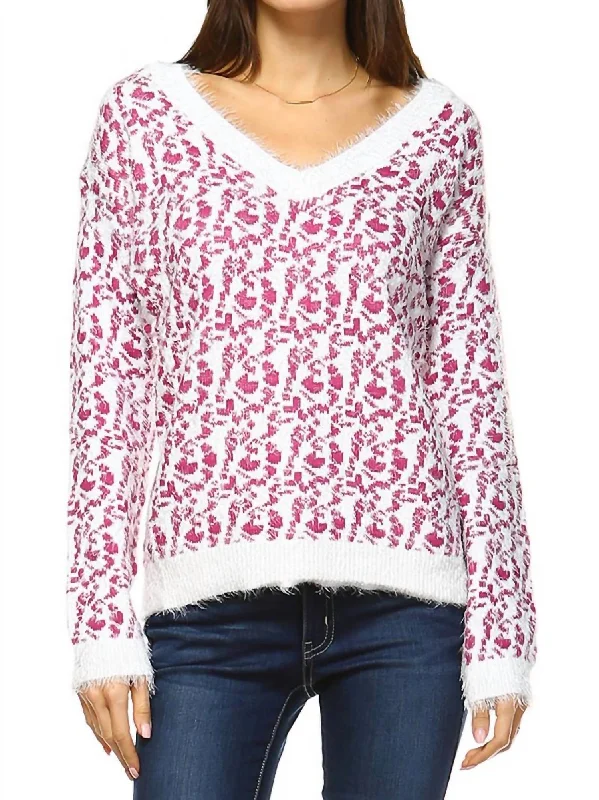 Weekend Deals That Thrill Women's Leopard Sweater In Fuchsia