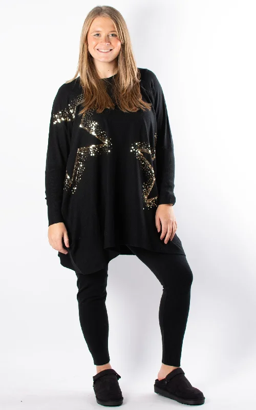 Sequin Star Lounge Set | Black