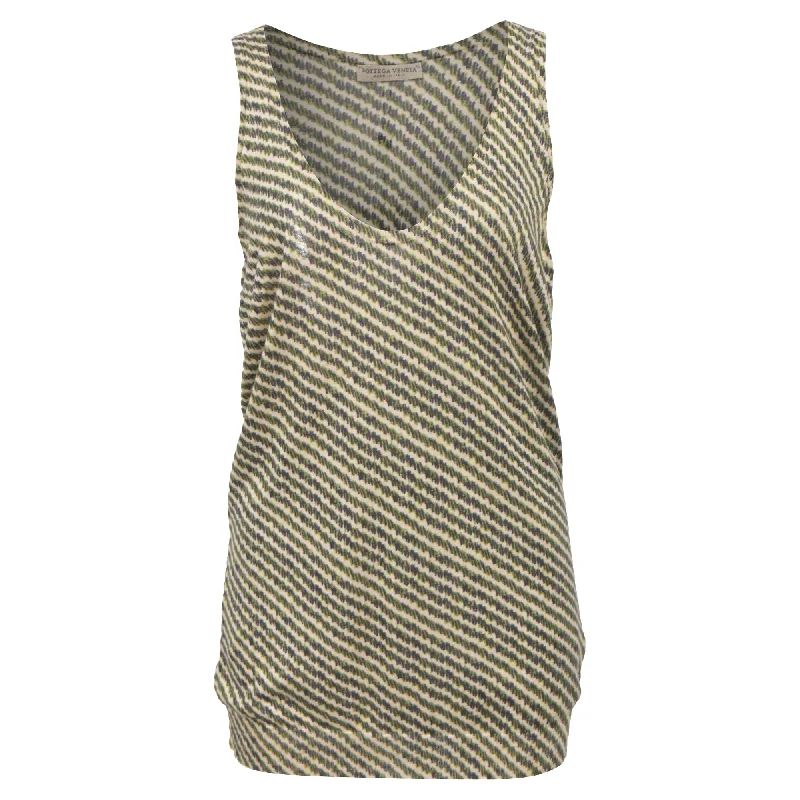 Weekend Savings Extravaganza Bottega Veneta Stripe Printed Tank Top in Multicolor Silk