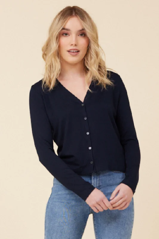 Weekend Savings Sensation Soft Touch V-Neck Cardigan in Marine