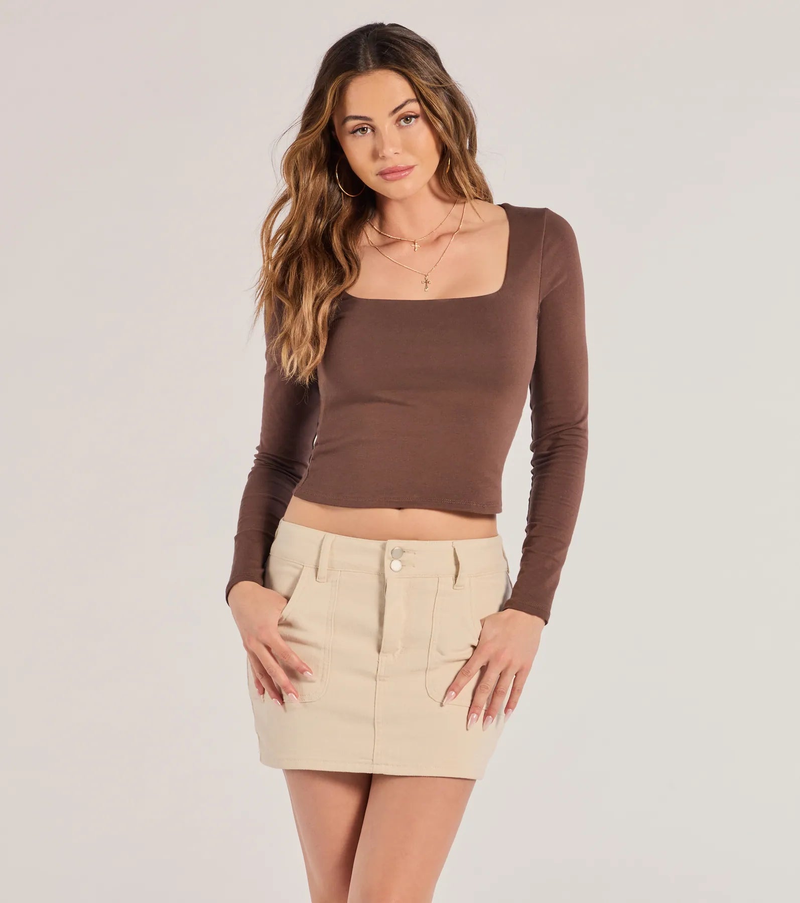 Weekend Offers That Tempt Back To Basics Cropped Long Sleeve Top