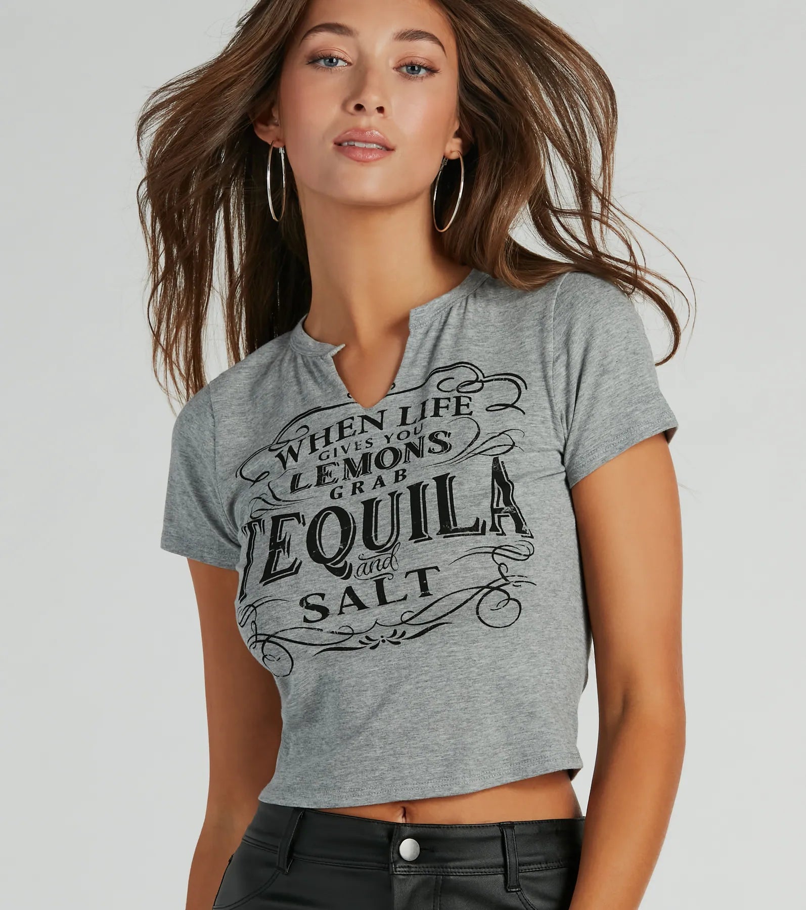 Online Deal When Life Gives You Lemons Cropped Graphic Tee