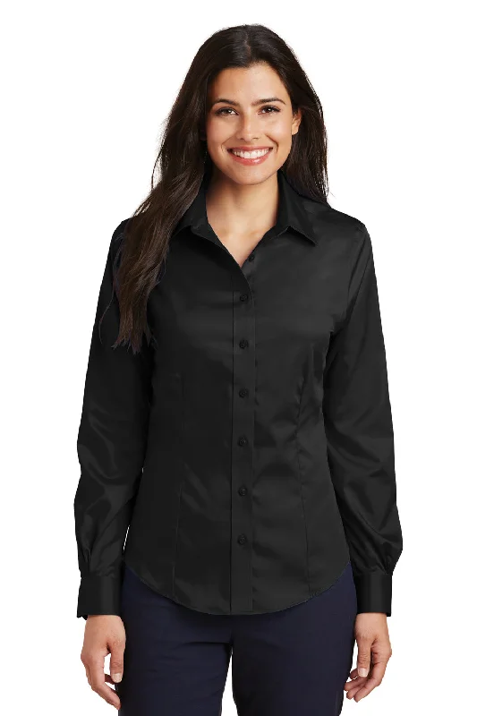 Limited Offer Port Authority Womens Wrinkle Resistant Long Sleeve Button Down Shirt - Black - Closeout Limited Offer Port Authority Womens Wrinkle Resistant Long Sleeve Button Down Shirt - Black - Closeout