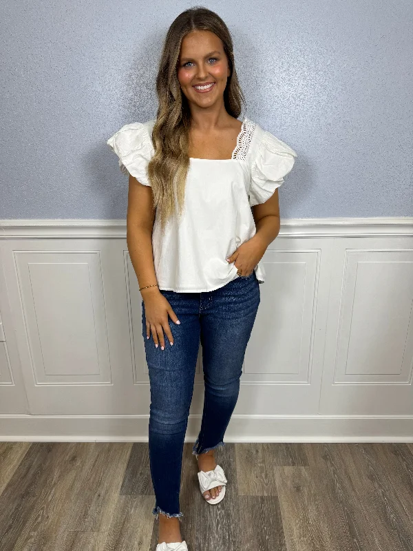 Celebrate the Weekend with Discounts Off white puff sleeve top
