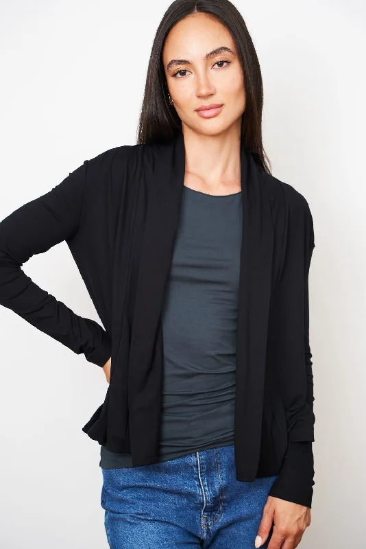 Weekend Savings Fiesta Soft Touch Open Cardigan in Noir
