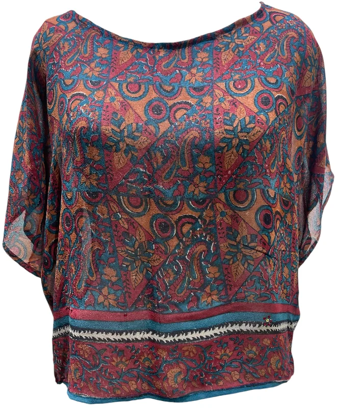 Flash Deal PRG5229 Sheer  Avatar Pure Silk Boxy Top