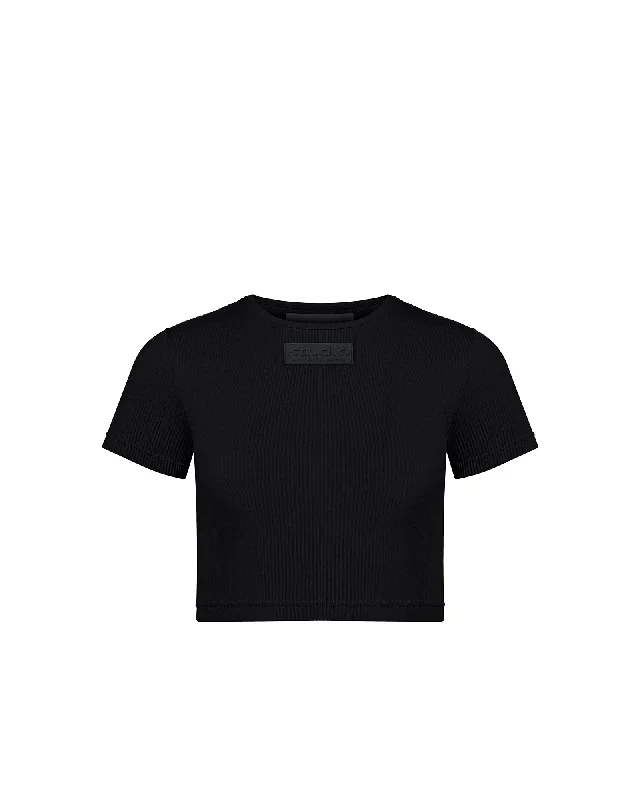 Super Sale Ribbed Crew Neck Crop Top