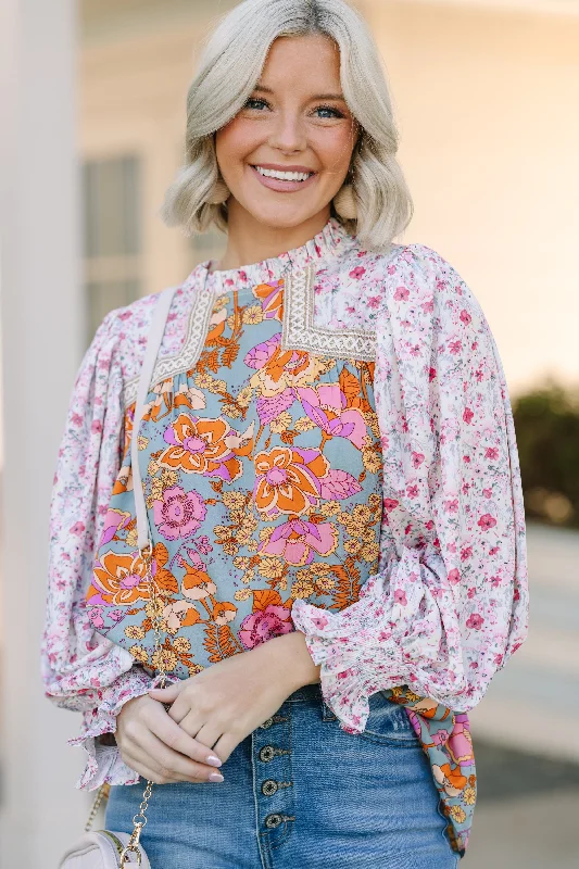 Weekend Savings Sensation Let's Be Clear Dusty Sage Floral Blouse