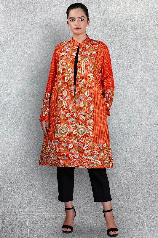 Orange Chettinad Silk Jacket