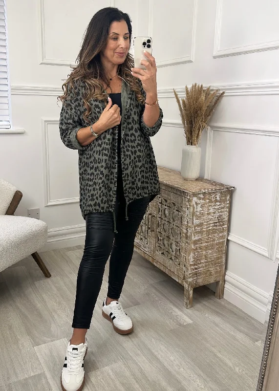 Imogen Khaki Leopard Summer Jacket